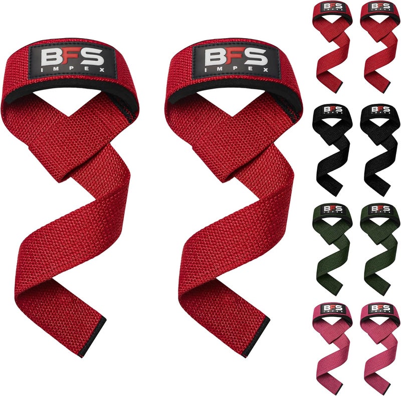 BFS IMPEX Lifting Straps for Weightlifting, Weightlifting Cotton Straps with Neoprene Padding for Men women Gym Wrist Straps for Bodybuilding powerlifting, Strength Training and Deadlifting - Image 1